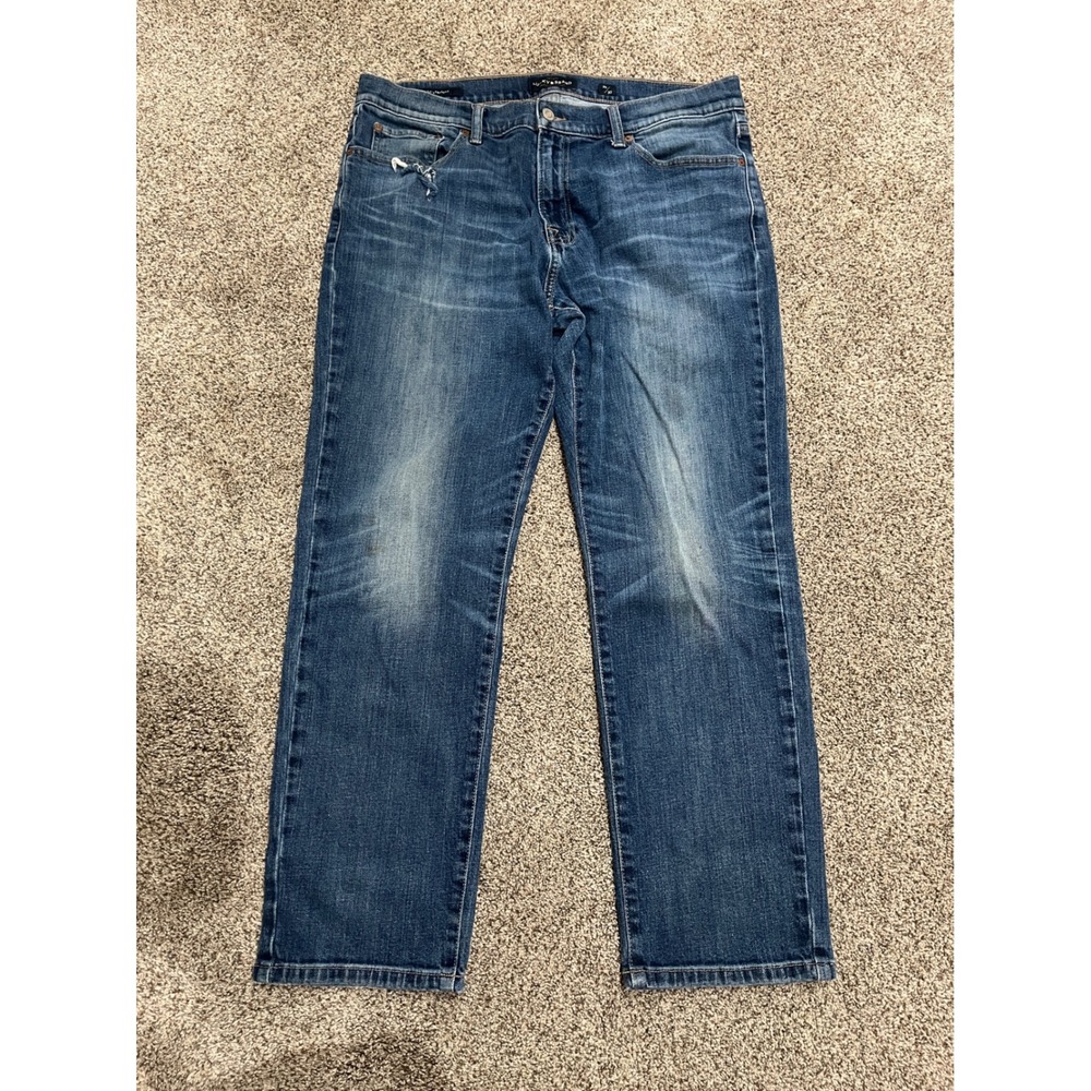 Lucky‎ Brand 221 Straight Leg Mens Jeans 36x30 Blue Denim Distressed 7M12515